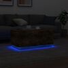 vidaXL Table basse avec lumi&egrave;res LED ch&ecirc;ne fum&eacute; 90x50x40 cm