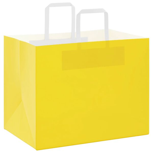 vidaXL Sacs en papier 250 pcs avec poign&eacute;es jaune 32x22x24 cm