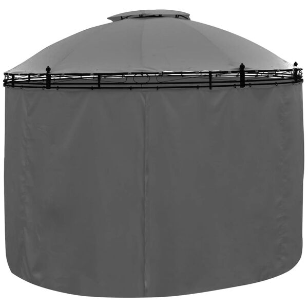 vidaXL Belvédère avec rideaux Rond 3,5 x 2,7 m Anthracite