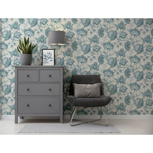 DUTCH WALLCOVERINGS Papier peint Krisha Blanc et bleu