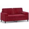 vidaXL Canap&eacute; 2 places et oreillers et coussins Bordeaux 140cm Velours