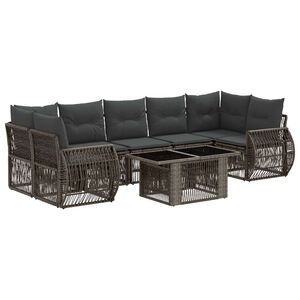 vidaXL Ensemble de canap&eacute; de jardin 8 pc Gris et Gris fonc&eacute; polyrotin
