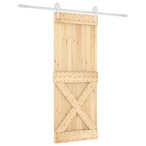 vidaXL Porte coulissante et kit de quincaillerie 90x210 cm pin massif