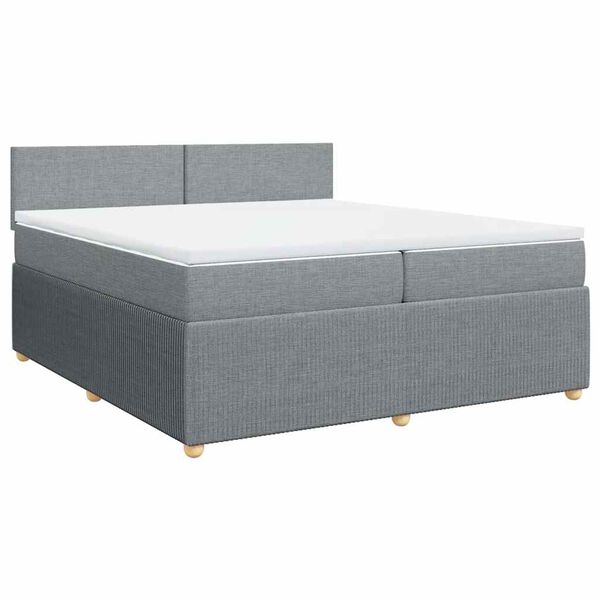 vidaXL Sommier &agrave; lattes de lit avec matelas Gris clair 200x200cm Tissu