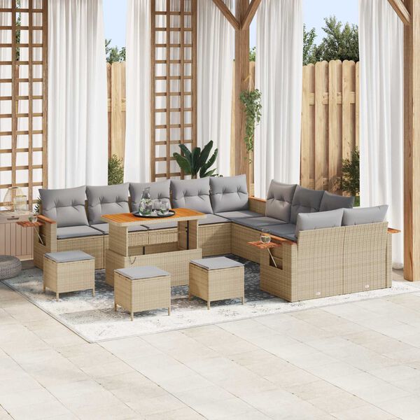 vidaXL Ensemble de canap&eacute; de jardin 14 pcs beige et gris clair