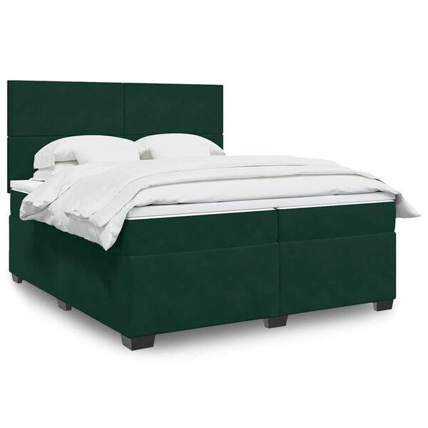vidaXL Sommier &agrave; lattes de lit et matelas Vert fonc&eacute; 200x200cm Velours