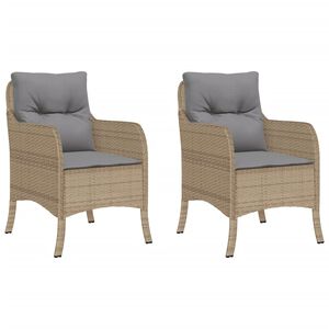 vidaXL Chaises de jardin avec coussins lot de 2 m&eacute;lange beige rotin