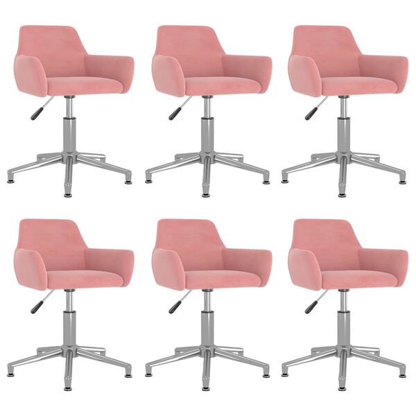 vidaXL Chaises pivotantes &agrave; manger lot de 6 Rose Velours
