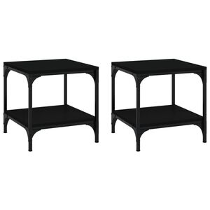 vidaXL Tables d'appoint 2 pcs Noir 40x40x40 cm Bois d'ing&eacute;nierie