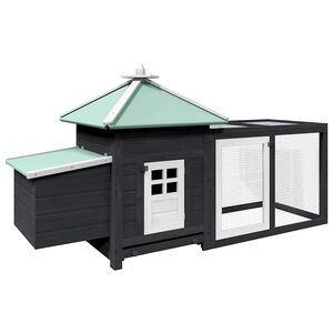 vidaXL Poulailler avec nichoir Gris 190x72x102 cm Bois de sapin massif