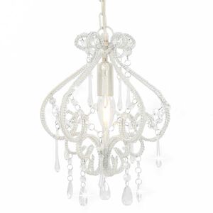 vidaXL Plafonnier avec perles Blanc Rond E14