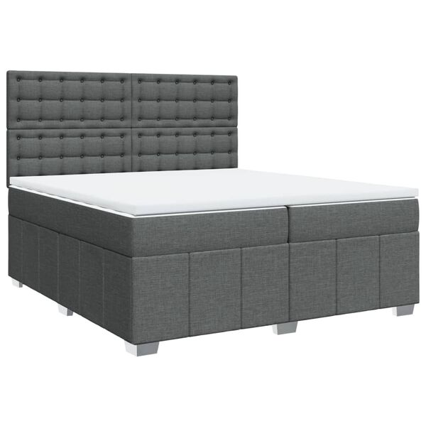 vidaXL Sommier &agrave; lattes de lit avec matelas Gris fonc&eacute; 200x200cm Tissu