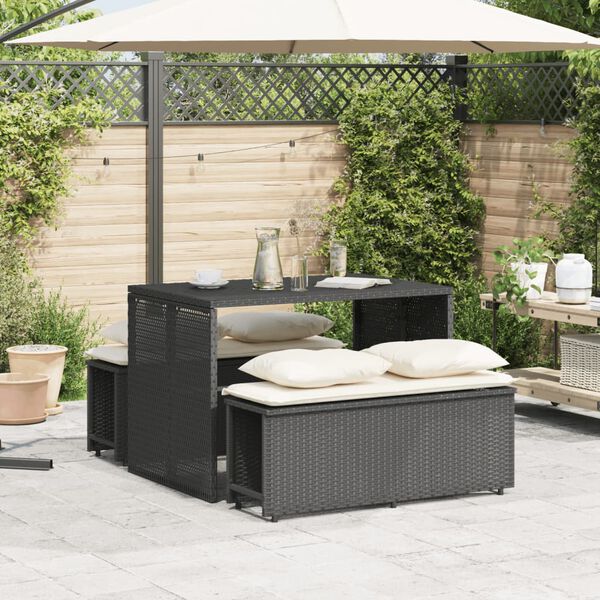vidaXL Ensemble à manger de jardin avec coussins 3 pcs Noir