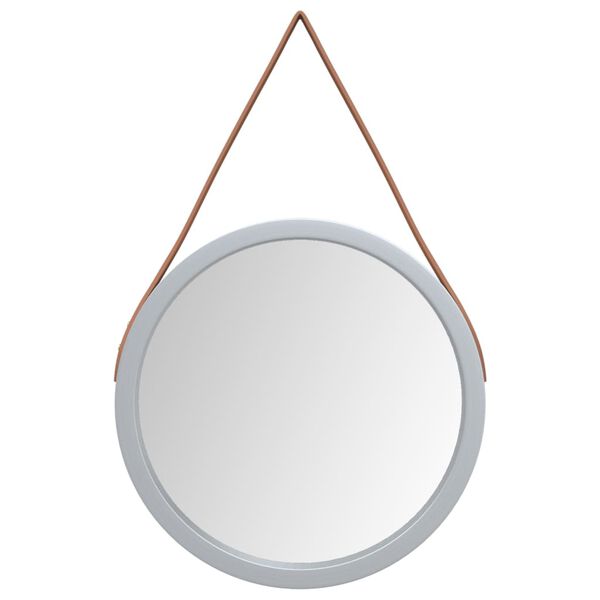 vidaXL Miroir mural avec sangle Argent&eacute; &Oslash; 35 cm