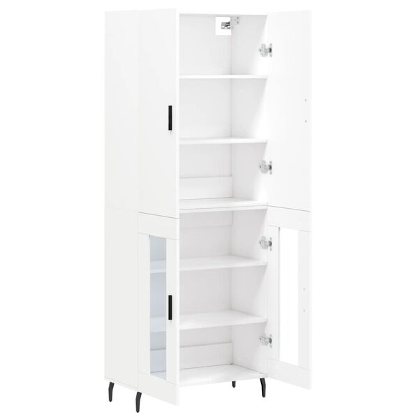 vidaXL Buffet haut Blanc 69,5x34x180 cm Bois d'ing&eacute;nierie