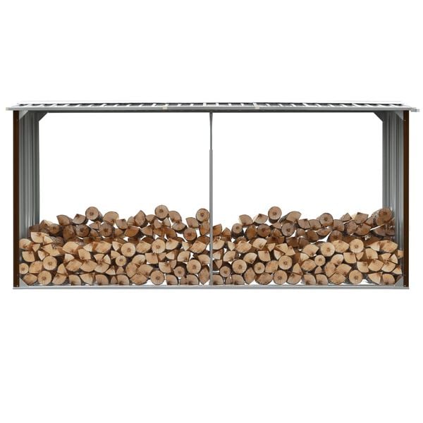vidaXL Abri de stockage de bois Acier galvanis&eacute; 330x92x153 cm Marron