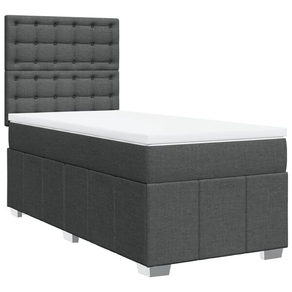 vidaXL Sommier &agrave; lattes de lit avec matelas Gris fonc&eacute; 80x200 cm Tissu