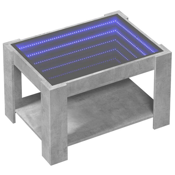 vidaXL Table basse avec LED gris béton 73x53x45 cm bois d'ingénierie
