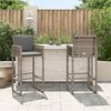 vidaXL Tabourets de bar de jardin lot de 2 gris r&eacute;sine tress&eacute;e
