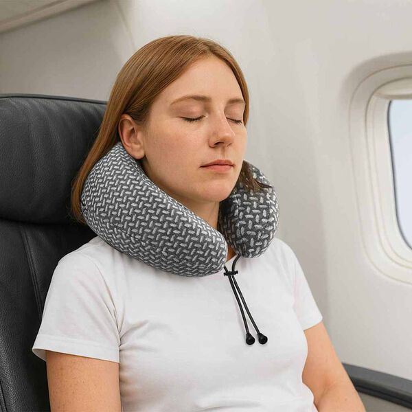 vidaXL Oreiller avec oreiller R&eacute;glable Gris 30 x 28 x 14 cm Polyester