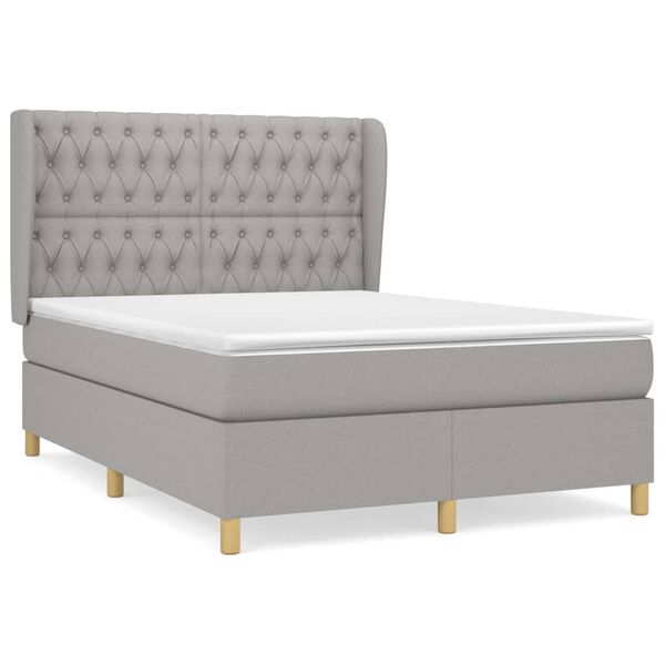 vidaXL Sommier &agrave; lattes de lit avec matelas Gris clair 140x200cm Tissu