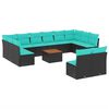 vidaXL Salon de jardin avec coussins 13 pcs noir r&eacute;sine tress&eacute;e