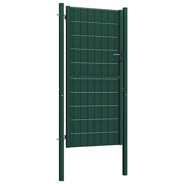 vidaXL Portail de cl&ocirc;ture en PVC et acier 100 x 124 cm vert