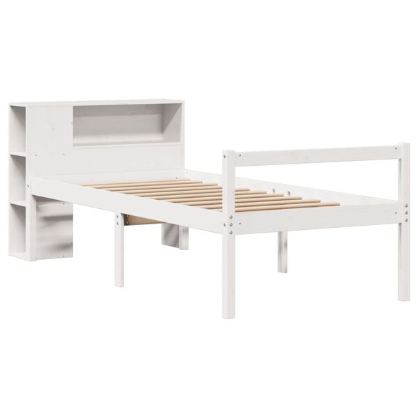vidaXL Lit biblioth&egrave;que sans matelas blanc 90x190cm bois de pin massif