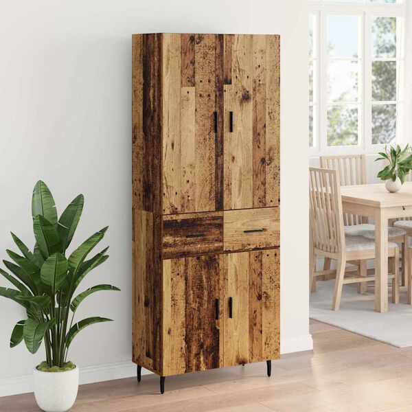 vidaXL Haut Armoire 2 pcs Bois Ancien Bois Agglom&eacute;r&eacute; et Verre