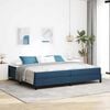 vidaXL Lit &agrave; ressorts avec matelas Bleu 200 x 200 cm tissu