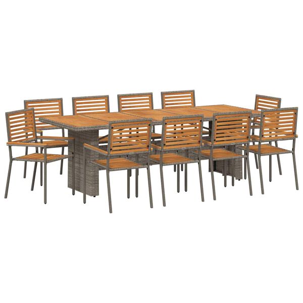 vidaXL Ensemble de salle &agrave; manger pour jardin 11 pcs Gris et marron