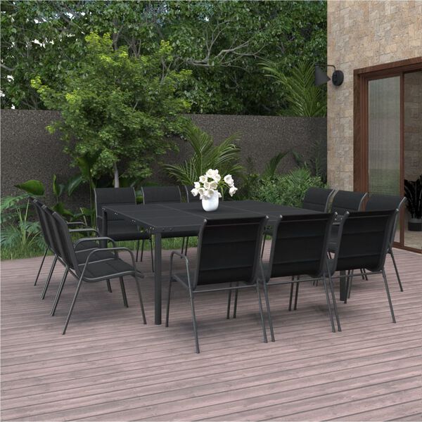 vidaXL Mobilier de salle &agrave; manger d'ext&eacute;rieur 13 pc Acier