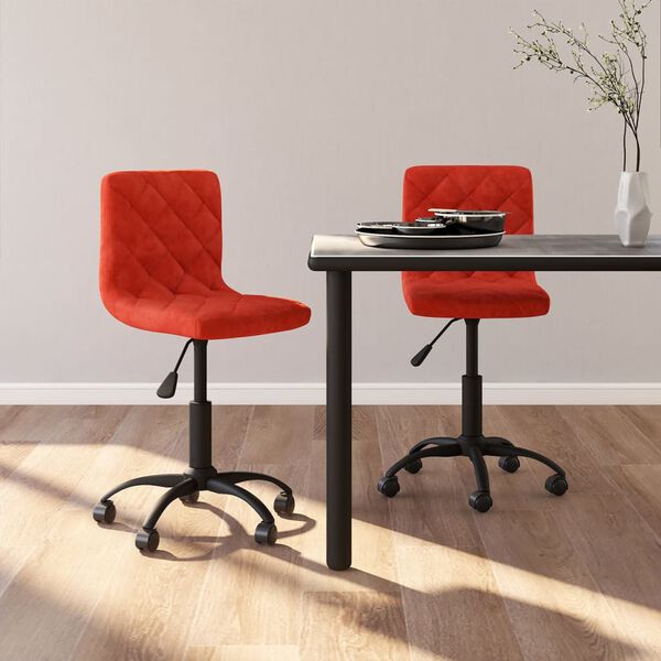 vidaXL Chaises pivotantes &agrave; manger lot de 2 Rouge bordeaux Velours
