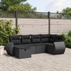 vidaXL Salon de jardin 6 pcs avec coussins noir r&eacute;sine tress&eacute;e