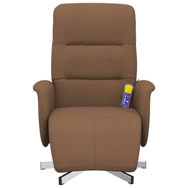 vidaXL Fauteuil inclinable de massage avec repose-pieds marron tissu