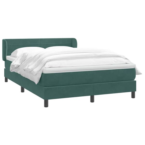 vidaXL Sommier &agrave; lattes de lit et matelas vert fonc&eacute; 140x210cm velours