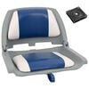 vidaXL Ensemble de si&egrave;ges de bateau pliables 2 pcs oreiller bleu blanc