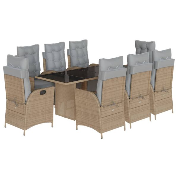 vidaXL Ensemble &agrave; manger de jardin et coussins 9 pcs m&eacute;lange beige