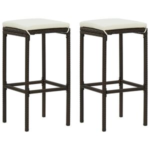 vidaXL Tabourets de bar avec coussins lot de 2 marron r&eacute;sine tress&eacute;e