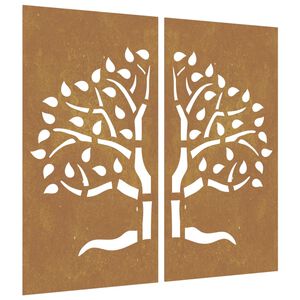 vidaXL D&eacute;corations murales jardin 2 pcs 105x55 cm design d'arbre