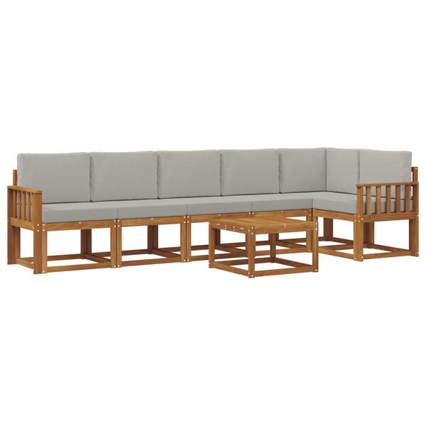 vidaXL Ensemble de canap&eacute;s d'ext&eacute;rieur 7 pcs Gris Naturel et Clair