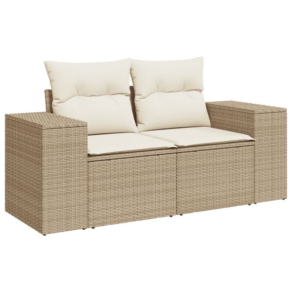 vidaXL Salon de jardin 11 pcs avec coussins beige r&eacute;sine tress&eacute;e