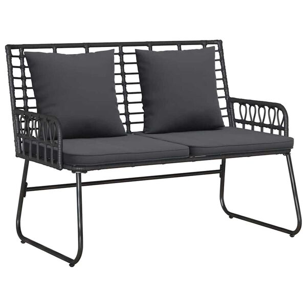 vidaXL Banc de jardin Noir et anthracite Rattan synthétique, acier
