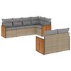 vidaXL Salon de jardin avec coussins 7 pcs beige r&eacute;sine tress&eacute;e