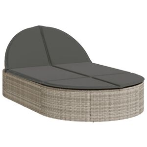 vidaXL Chaise longue double avec coussins gris clair r&eacute;sine tress&eacute;e