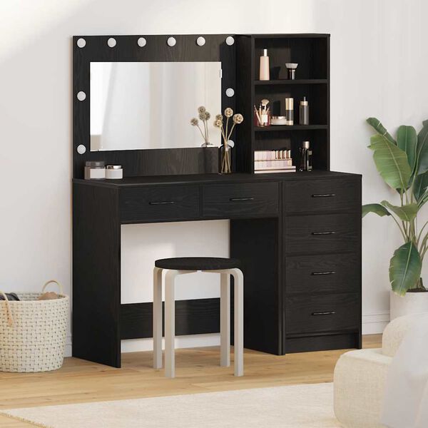 vidaXL Table de Toilette Noir 78.5 x 41 x 135 cm Bois d'ing&eacute;nierie