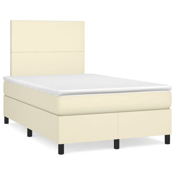 vidaXL Sommier &agrave; lattes de lit avec matelas Cr&egrave;me 120x200cm Similicuir