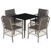 vidaXL Ensemble &agrave; manger de jardin et coussins 5 pcs gris clair rotin