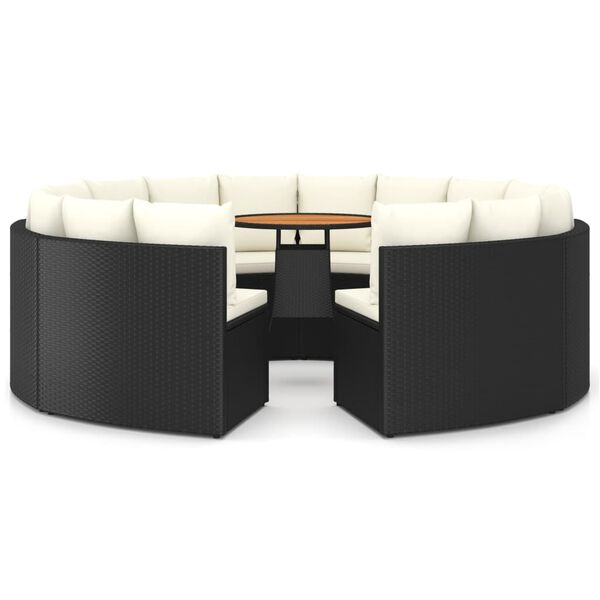 vidaXL Salon de jardin 9 pcs avec coussins R&eacute;sine tress&eacute;e Noir