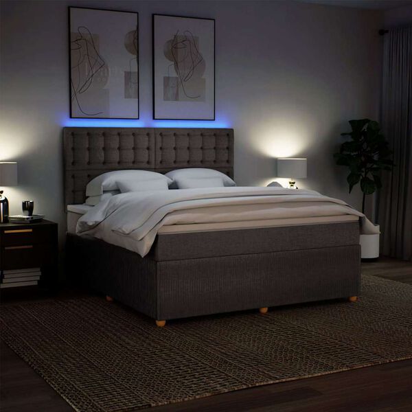 vidaXL Sommier &agrave; lattes de lit avec matelas Taupe 180x200 cm Tissu